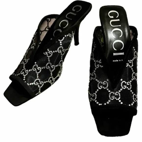 New💕Gucci Black Embellished Slides - Picture 5 of 8